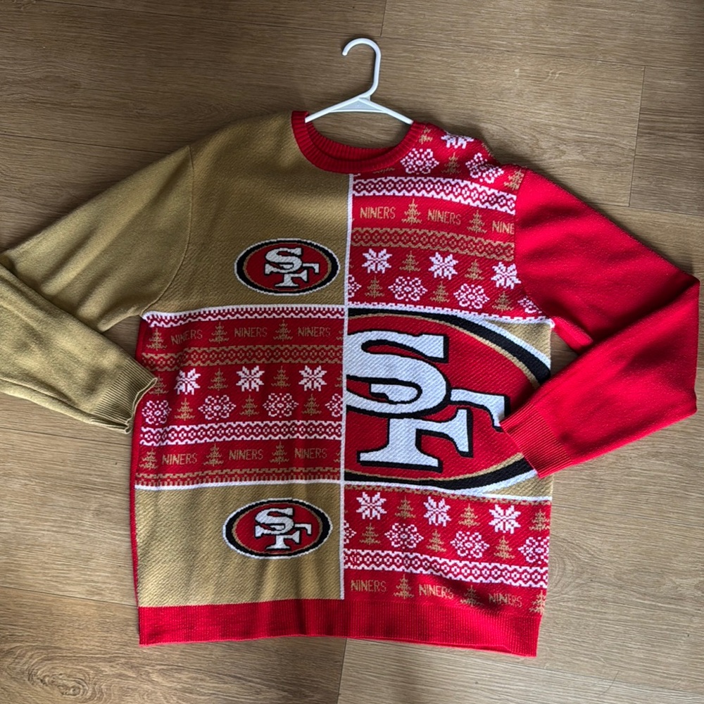 NFL San Francisco 49ers Red and Gold Crewneck Sweater